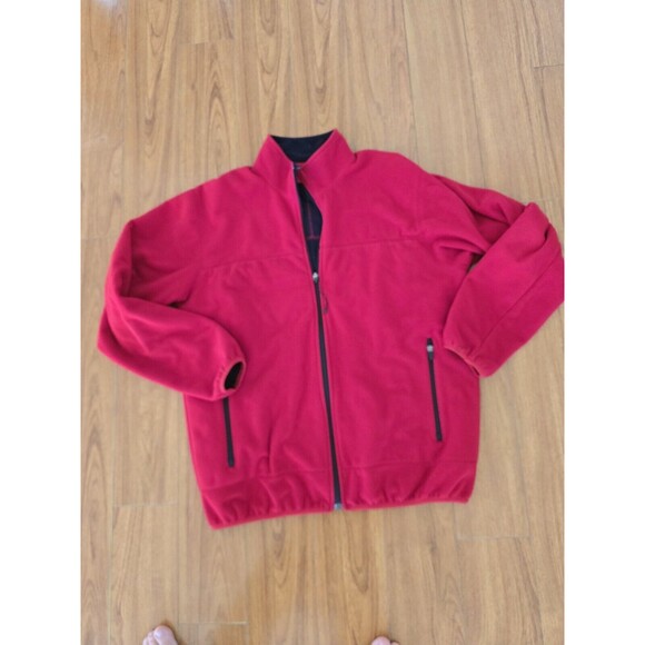 Land's End Men's Size Large 42-44Fleece Jacket Full Zip, Red with Black Interior - Picture 1 of 6